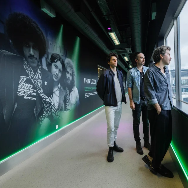 Dublin Airport strikes a chord with new music wall celebrating Ireland’s greatest artists. Dublin Airport is turning up the volume on its passenger welcome with the unveiling of a new music wall in Terminal 1, celebrating some of Ireland’s most iconic performers. Located in the arrivals corridor of Pier 2 in Terminal 1, the vibrant installation features striking images of 11 legendary Irish acts, including U2, Thin Lizzy, The Cranberries, Christy Moore and Sinéad O’Connor. The wall was officially opened this week by Conor Egan, Danny O’Reilly and Graham Knox from The Coronas, who also feature in the display.