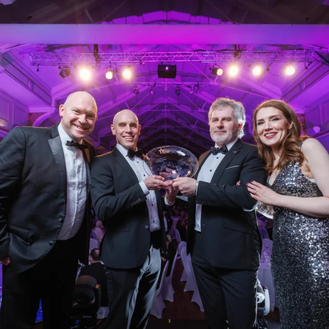 Pictured is David Broderick, Director, SFA, and Geraldine Magnier, Chair, SFA presenting the Overall Winner of the SFA National Small Business Awards 2026 to James Lawrence and Patrick Benson from Lawrence Engineering. Lawrence Engineering is a family-owned precision engineering and contract manufacturing company founded in 1984 by Michael Lawrence and led since 2019 by his son James. Renowned for innovation and advanced manufacturing capability, the company delivers high quality injection moulds, extrusion tooling, precision components, and subassemblies.