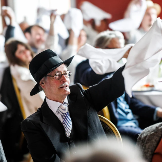 Pictured was James Joyce played by John Shevlin arriving at Belvedere College, Dublin 1 for the traditional Bloomsday breakfast as part James Joyce Centre celebrations. Picture Conor McCabe Photography.